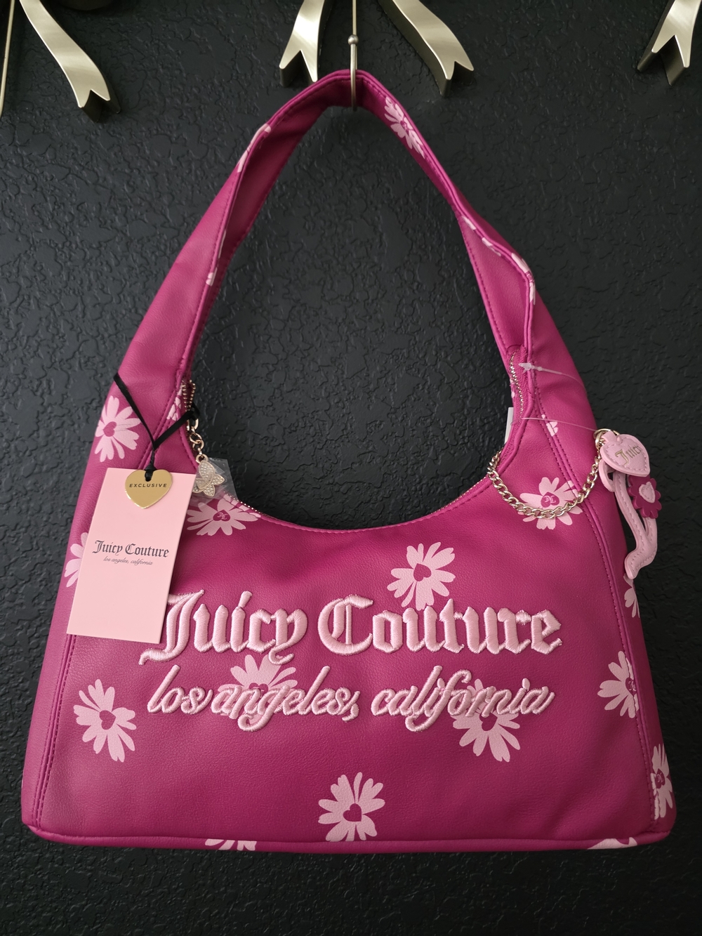 NWT Juicy Couture Pink Daisy For Juicy Hobo/Coho